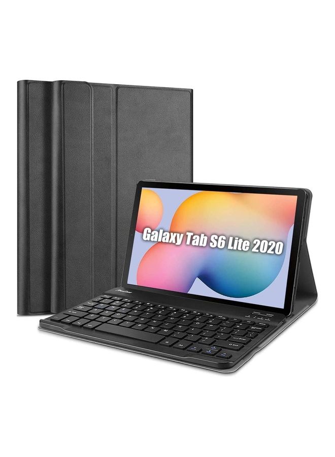 Slim Lightweight Smart Cover with Wireless Keyboard for Galaxy Tab S6 Lite Black - Image 1