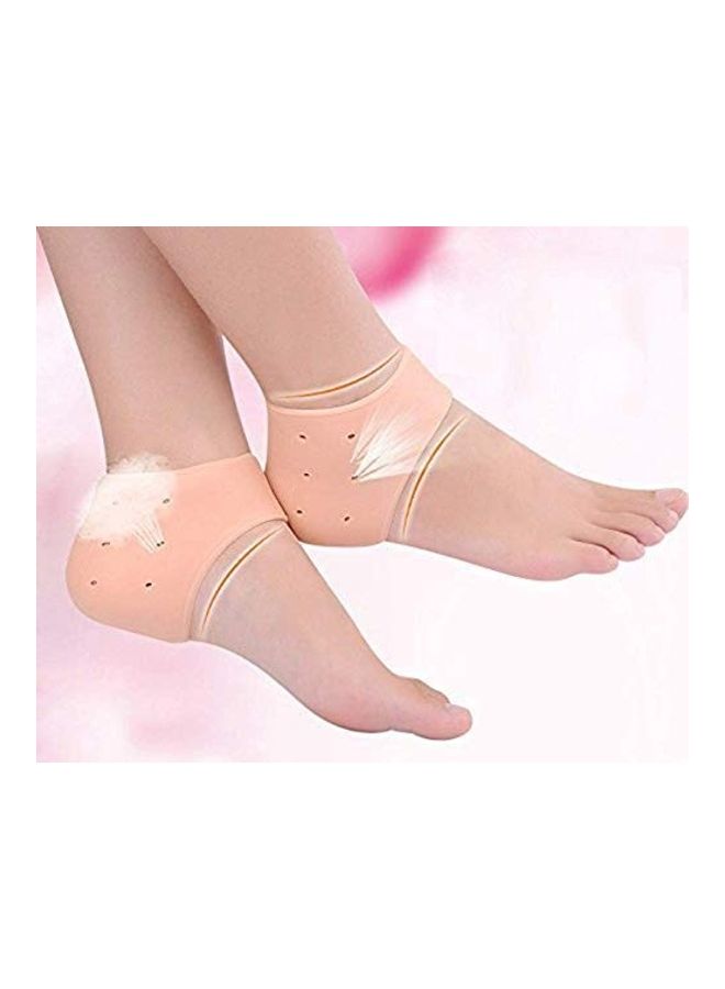 Silicone Gel Anti Heel Crack Pad Socks for Pain Relief Beige - v1628732575/N49830857A_1