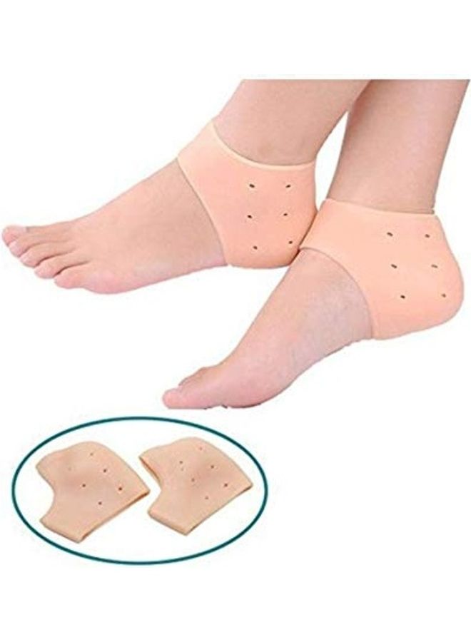 Silicone Gel Anti Heel Crack Pad Socks for Pain Relief Beige - v1628732575/N49830857A_5