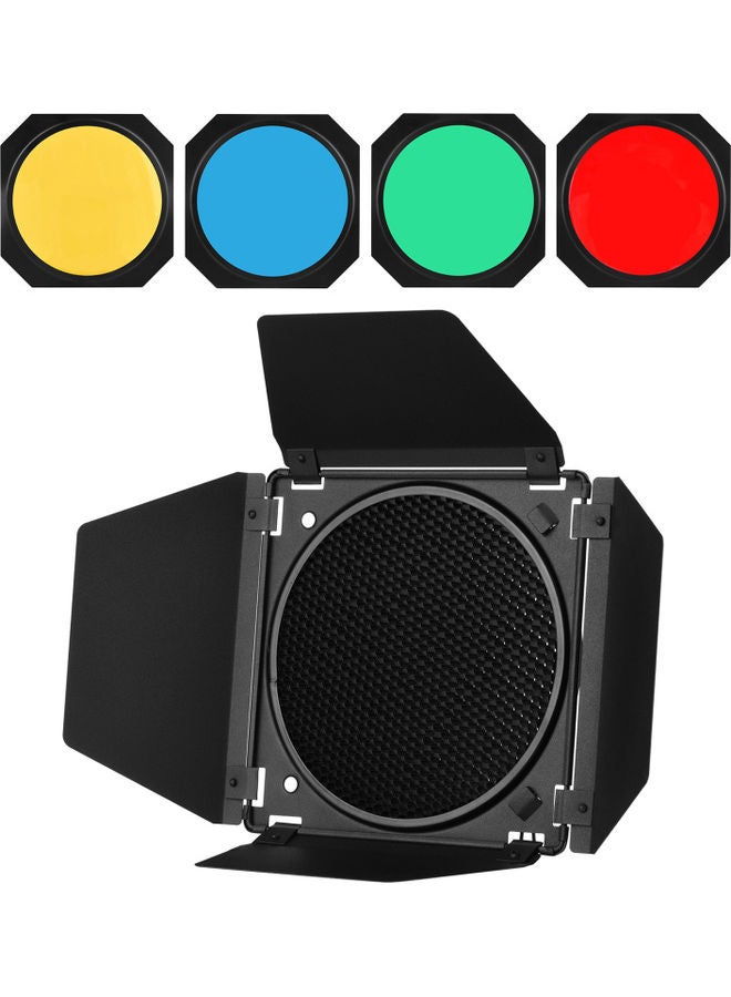 أندوير حاجز ضوء للتصوير الفوتوغرافي مع 4 فلاتر ملونة وشبكة أسود - Image 1