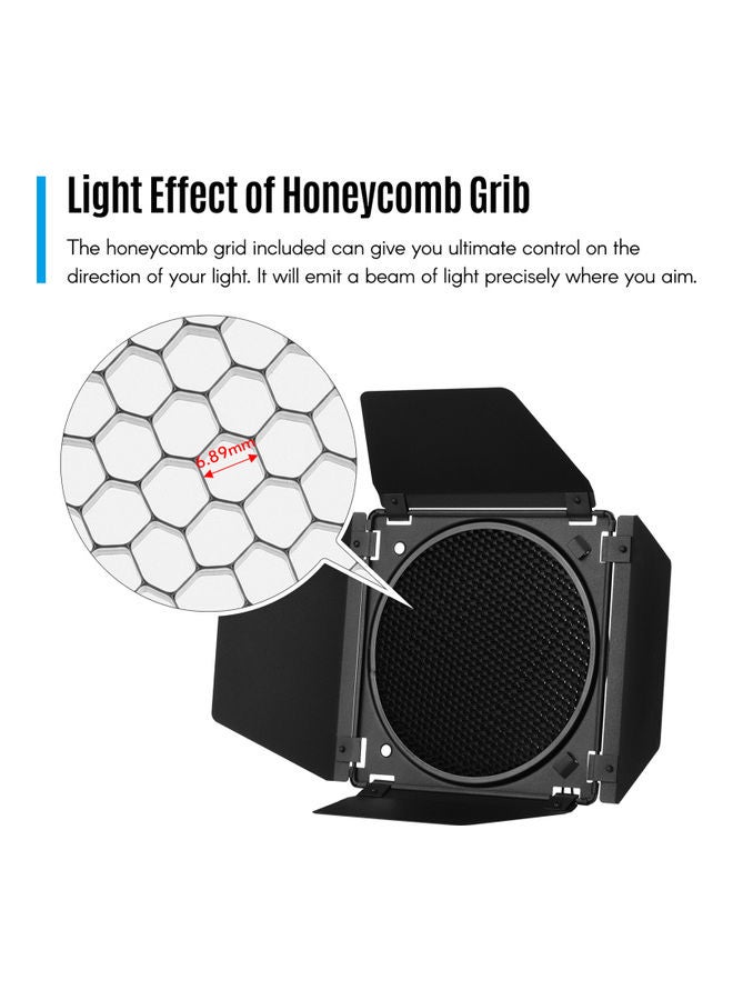 أندوير حاجز ضوء للتصوير الفوتوغرافي مع 4 فلاتر ملونة وشبكة أسود - Image 4