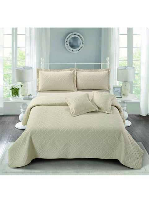6-Piece Ultrasonic Compressed Comforter Set Microfiber Cream White 220x240cm