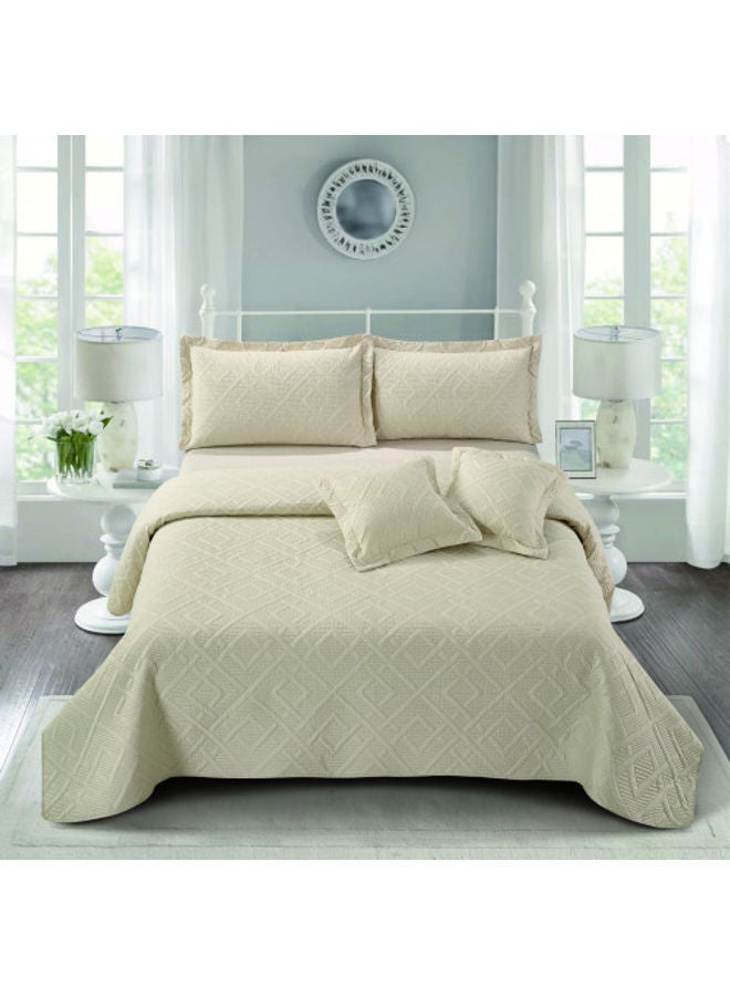 RISHAHOME 6-Piece Ultrasonic Compressed Comforter Set Microfiber Cream White 220x240cm 