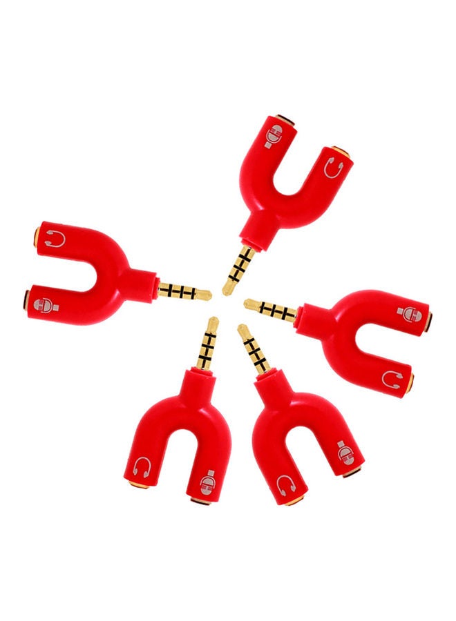 Marrkhor - 5-Pieces Headphone Splitter Y Jack Adapter Red - Image 1