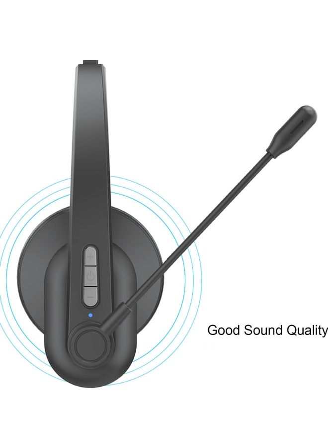 Single Ear Head-Mounted Wireless Headset with Mic Black - Image 2