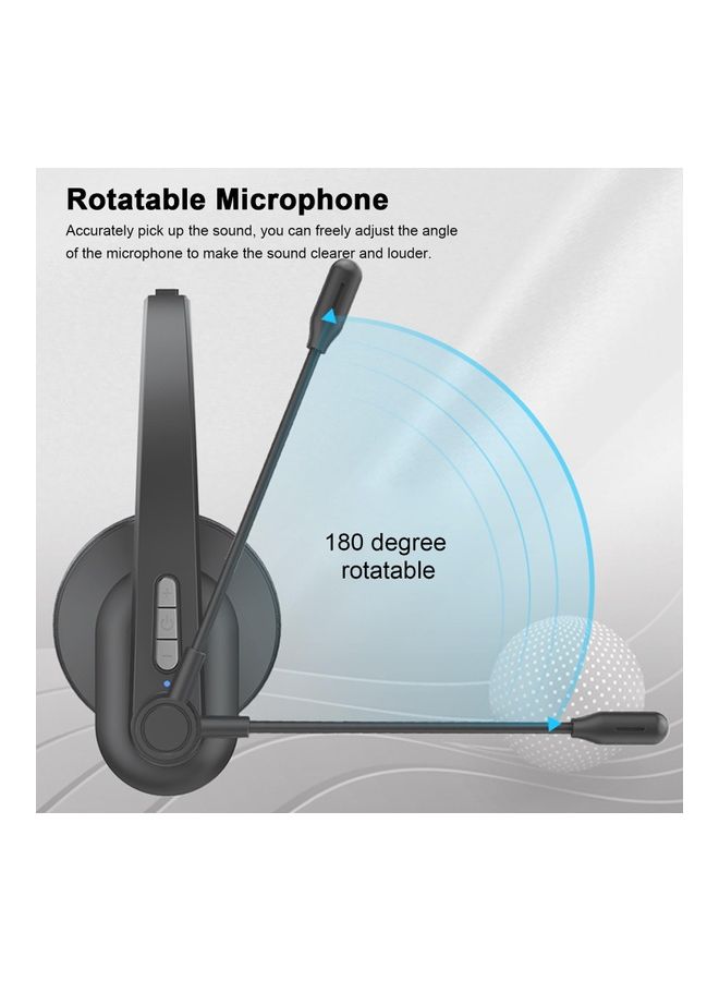Single Ear Head-Mounted Wireless Headset with Mic Black - Image 3