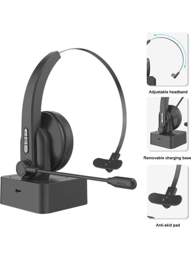 Single Ear Head-Mounted Wireless Headset with Mic Black - Image 5