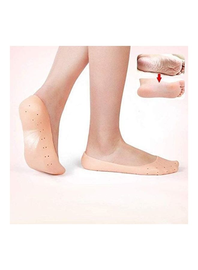 Scarlett - Anti Crack Full Length Silicone Foot Protector Moisturizing Socks Beige - Image 1