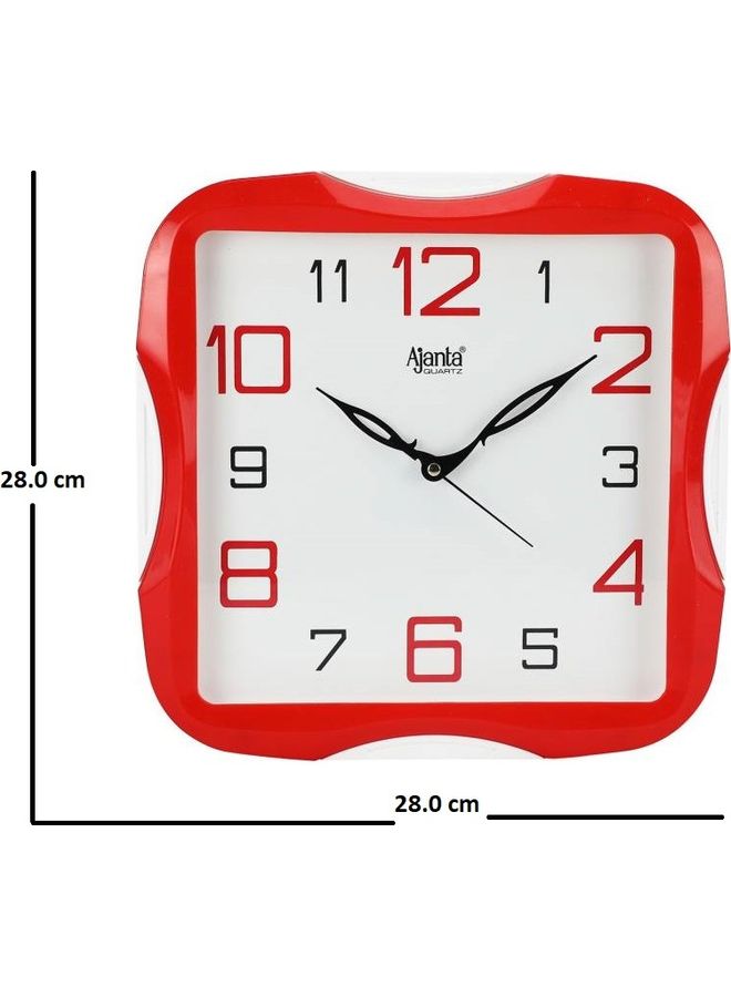 أجانتا ساعة حائط بعقارب بتصميم بسيط أحمر/أبيض - Image 2