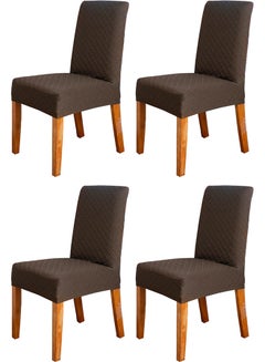 Decdeal 4-Piece Dining Chair Covers Canvas brown 12.00x1.00x12.00cm  - Image 2