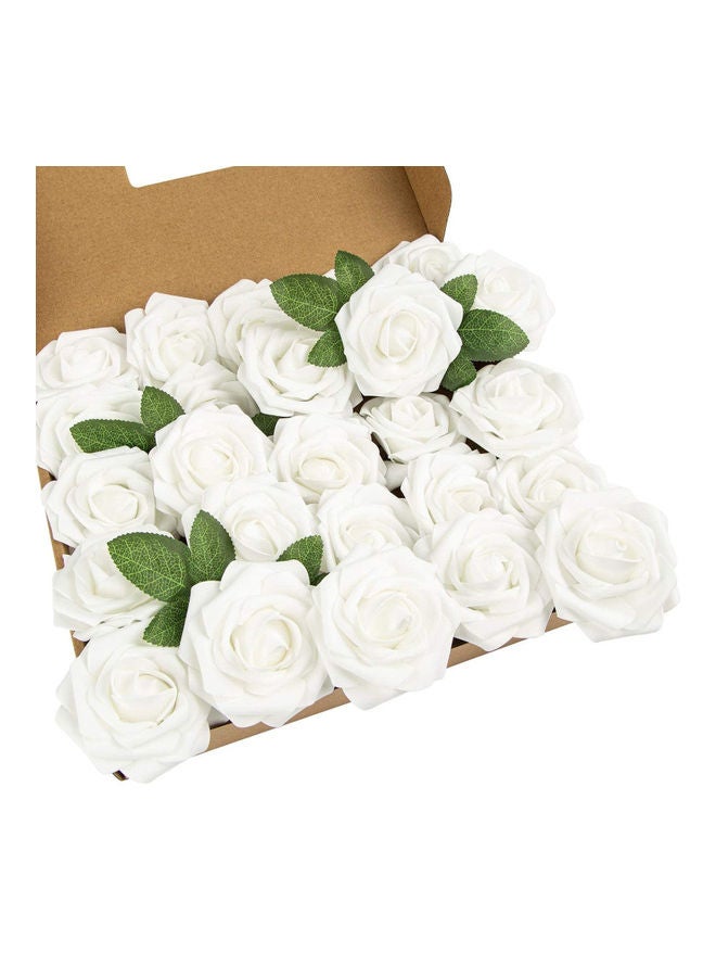 Generic 25-Piece Artificial Rose Flower Plant White/Green 