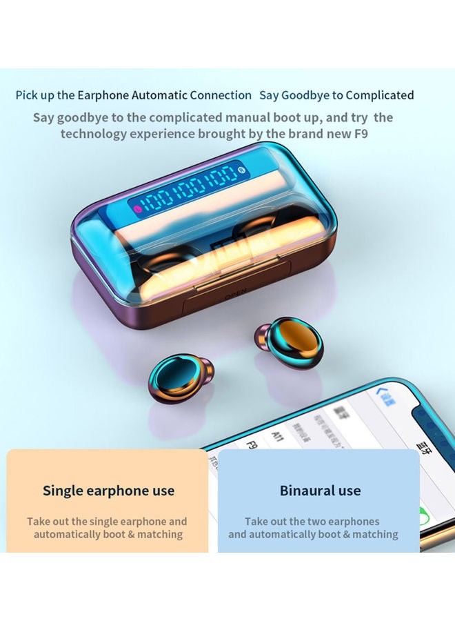 Waterproof Auto Pairing Wireless Earphones with Power-Bank Function Blue - Image 3