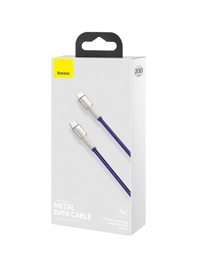 Baseus - USB C to Lightning Fast Charging Data Transfer Cable PD 20W Cafule Series Power Delivery for iPhone 14/14 Pro/13 Pro/13 Pro Max/13/13 mini, iPad 9, 12 mini/12/12 Pro , 2M Purple - Image 1