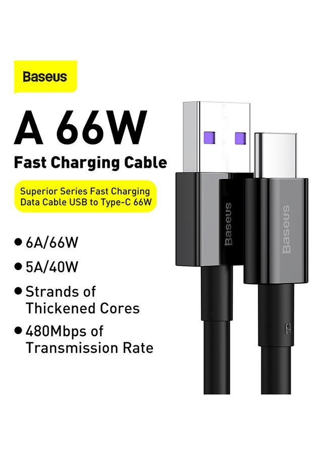 Baseus Superior Series Fast Charging Data Cable USB To Type-C 66W Black - Image 2