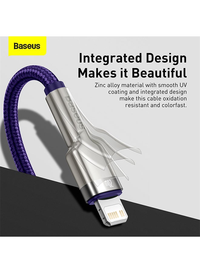 Baseus - USB C to Lightning Fast Charging Data Transfer Cable PD 20W Cafule Series Power Delivery for iPhone 14/14 Pro/13 Pro/13 Pro Max/13/13 mini, iPad 9, 12 mini/12/12 Pro , 2M Purple - Image 1