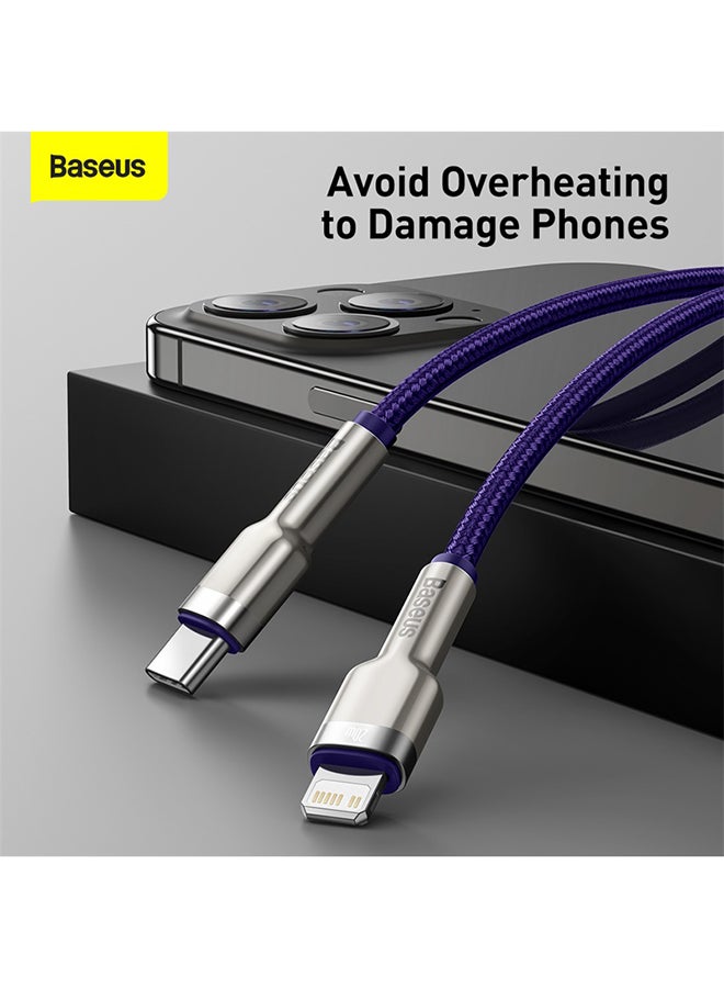 Baseus - USB C to Lightning Fast Charging Data Transfer Cable PD 20W Cafule Series Power Delivery for iPhone 14/14 Pro/13 Pro/13 Pro Max/13/13 mini, iPad 9, 12 mini/12/12 Pro , 2M Purple - Image 1