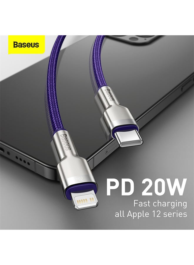 Baseus - USB C to Lightning Fast Charging Data Transfer Cable PD 20W Cafule Series Power Delivery for iPhone 14/14 Pro/13 Pro/13 Pro Max/13/13 mini, iPad 9, 12 mini/12/12 Pro , 2M Purple - Image 1