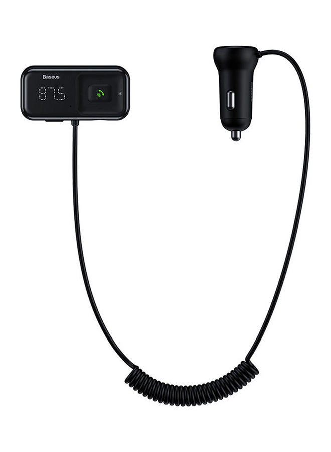 Baseus T Type Bluetooth FM Transmitter for Car, Bluetooth 5.0 Radio with Dual USB Charger Port, Built-in Mic Hand-Free Calling MP3 Music Player TF Card Smart AUX Port - Image 1
