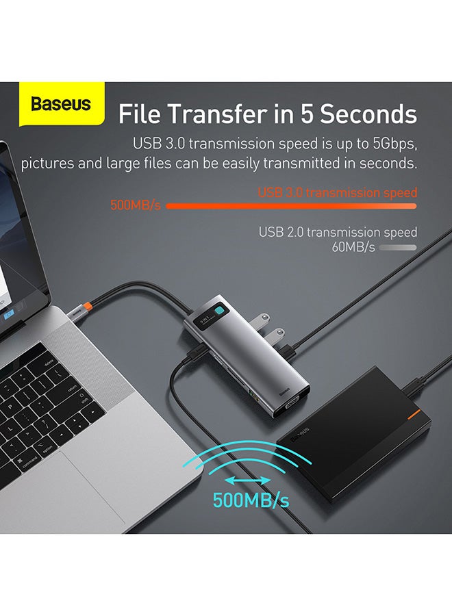 9 in 1 USB C Hub Docking Station Adapter with 4K HDMI Power Delivery for MacBook Pro, Surface Pro, iPad Pro and Other Type C Devices Space Grey