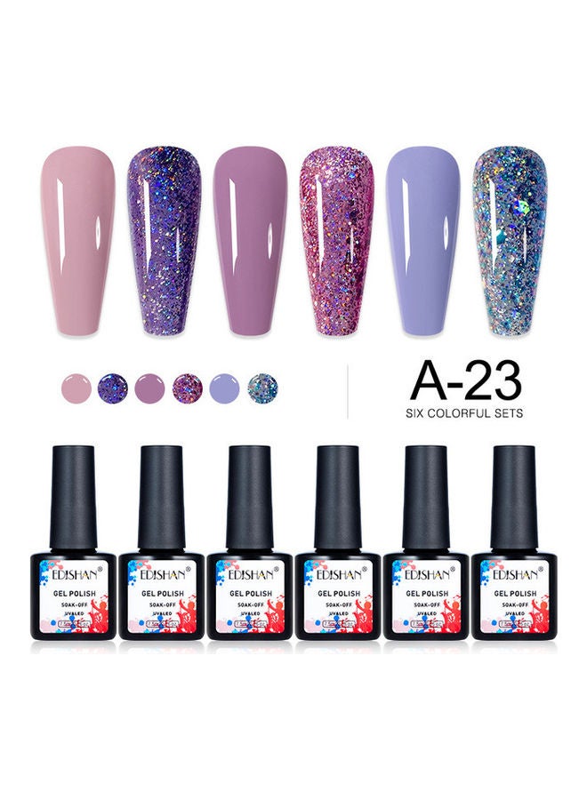 MissTiara 6-Piece UV and LED Nail Gel Polish Set Multicolour  - Image 1
