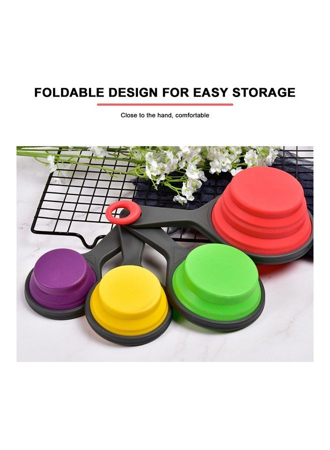 Measuring Cups Spoons Collapsible Silicone Measuring Cups & Spoons Set 8 piece Measuring Tool Engraved Markings for Liquid Dry Measuring Space Saving Silicone Color  - Image 4