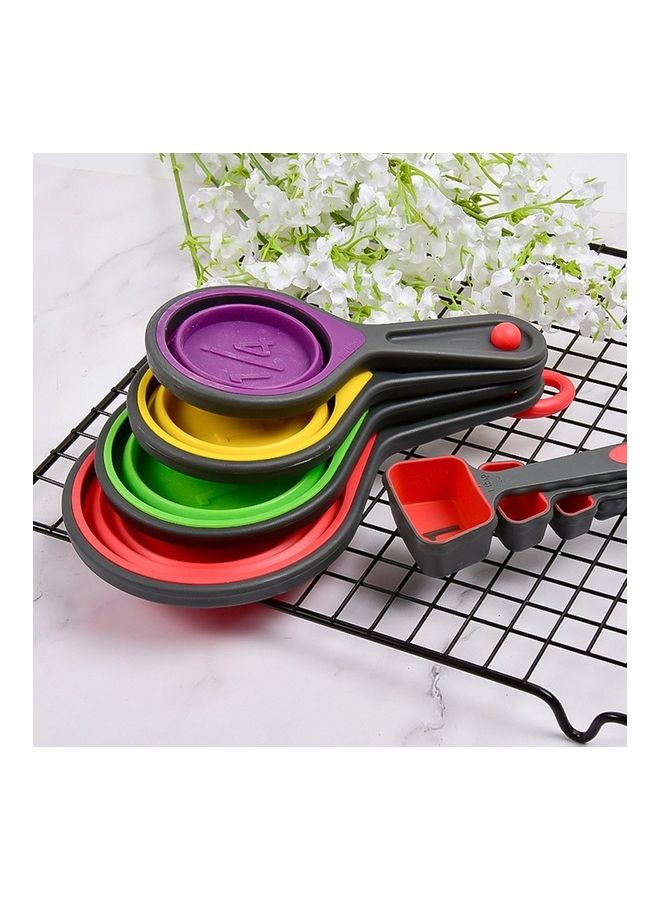 Measuring Cups Spoons Collapsible Silicone Measuring Cups & Spoons Set 8 piece Measuring Tool Engraved Markings for Liquid Dry Measuring Space Saving Silicone Color  - Image 3