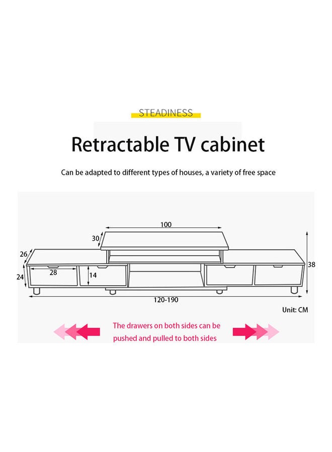خزانة تلفزيون قابلة للسحب أبيض 190x26x38.5سم - Image 2