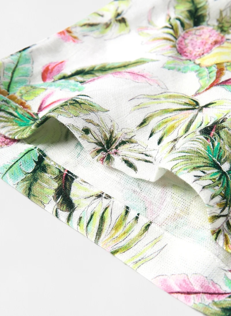 MANGO Kids/Teen Tropical Print Shorts Off-White