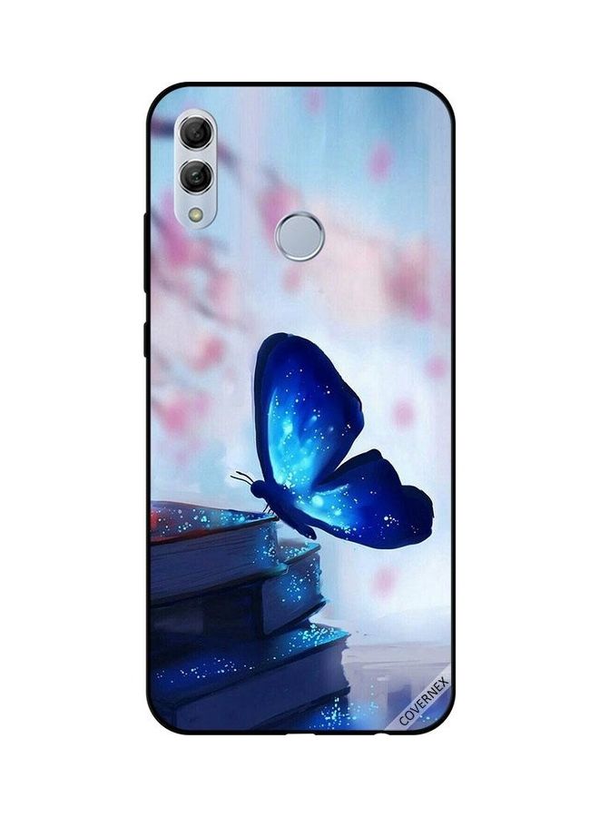 كوفرنيكس غطاء حماية واقٍ لهاتف هونر 10 لايت مطبوع بفراشة ذات لون أزرق داكن فوق كتب - Image 1