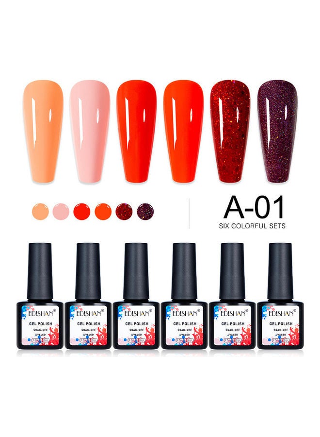 MissTiara 6-Piece UV and LED Nail Gel Polish Set Multicolour - Image 1