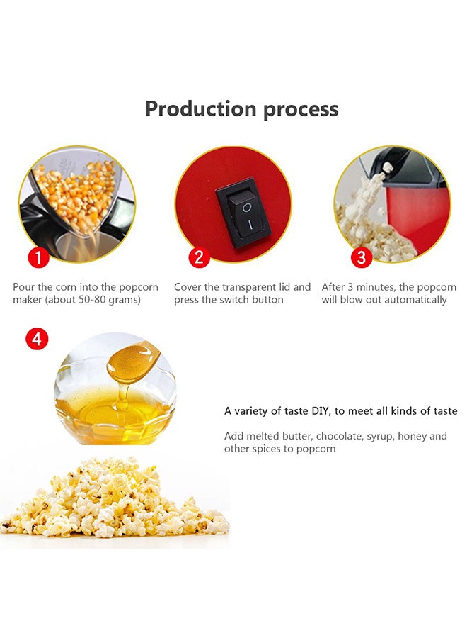 Electric Popcorn Machine 1200 W XX-37538R-UK Red/Black/Clear  - Image 4