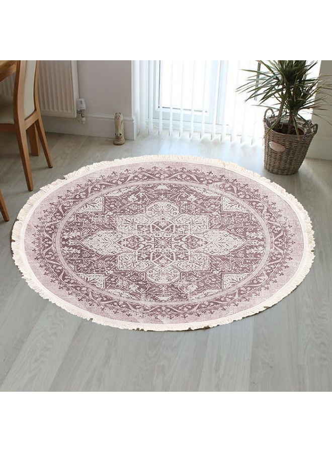 Round Soft Touch Carpet Brown 120x120cm 