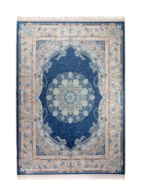 Rectangular Soft Touch Carpet Blue/Beige 120x80cm