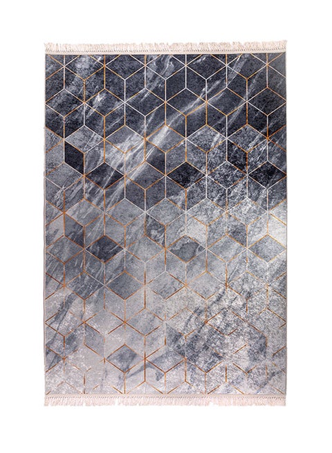 Rectangular Soft Touch Carpet Grey/Black 120x80cm