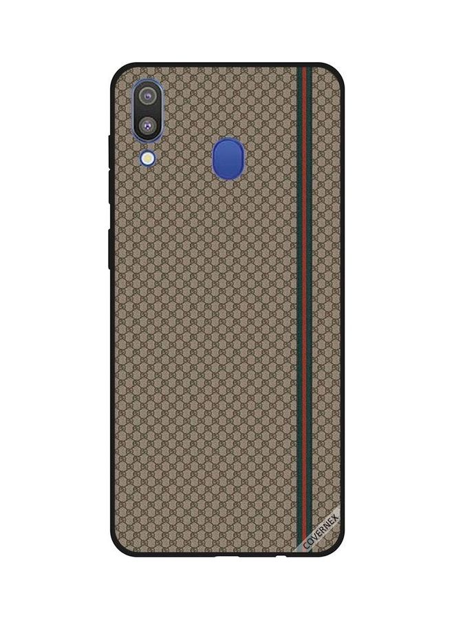 Covernex Samsung Galaxy M20 Protective Case Cover Printed Featuring Red & Green Strips On Brown Pattern DESIGN_0237 - Image 1