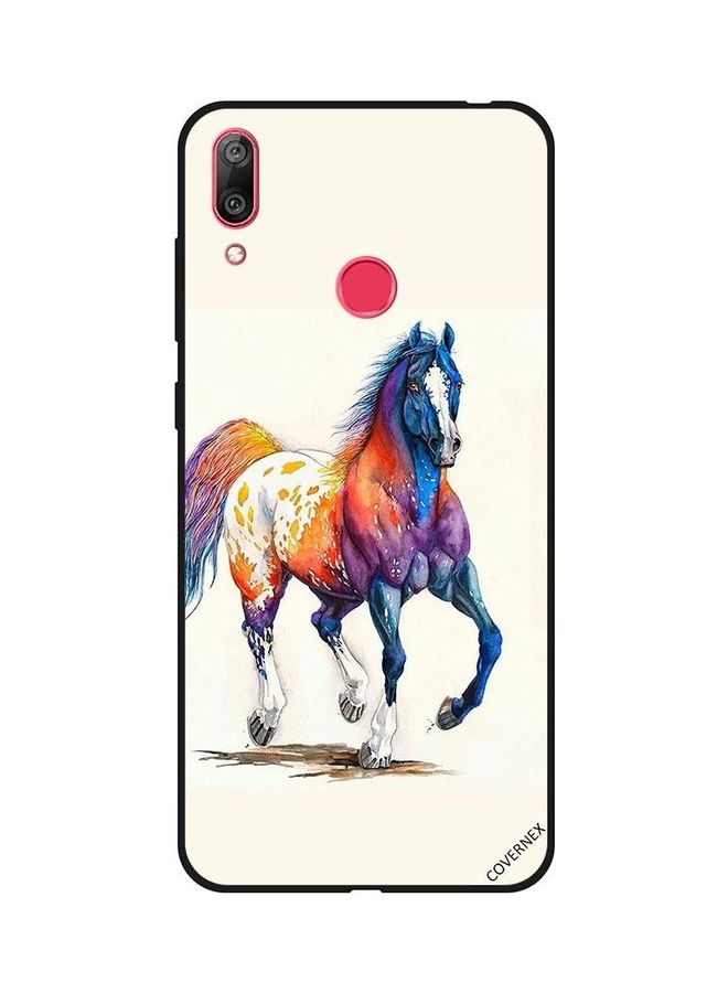 كوفرنيكس غطاء حماية واقٍ بطبعة حصان ملون لهاتف هواوي Y7 برايم 2019 متعدد الألوان - Image 1
