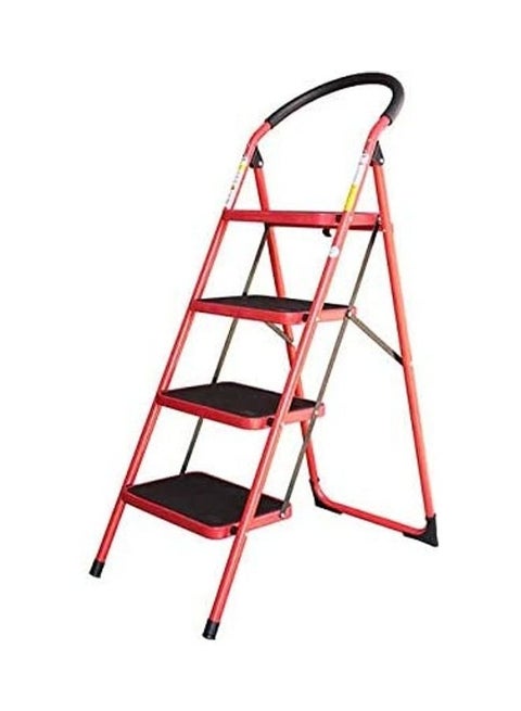4 Steps Folding Ladder Red/Black 130 x 86 x 36cm