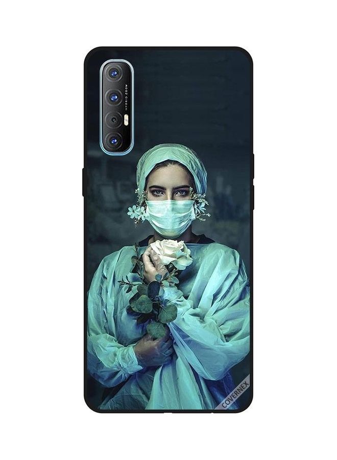 كوفرنيكس غطاء حماية واقٍ بطبعة ممرضة تحمل زهوراً لهاتف أوبو رينو 3 برو متعدد الألوان - Image 1