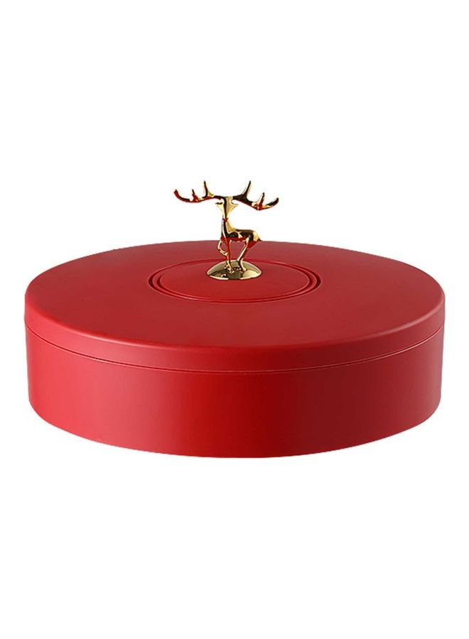4-Compartment Seasonal Nuts Storage Box with Lid Red 30x30x15cm - Image 1
