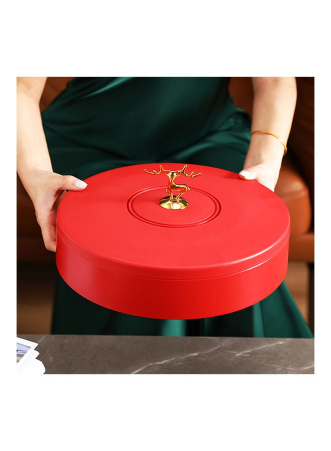 4-Compartment Seasonal Nuts Storage Box with Lid Red 30x30x15cm - Image 2