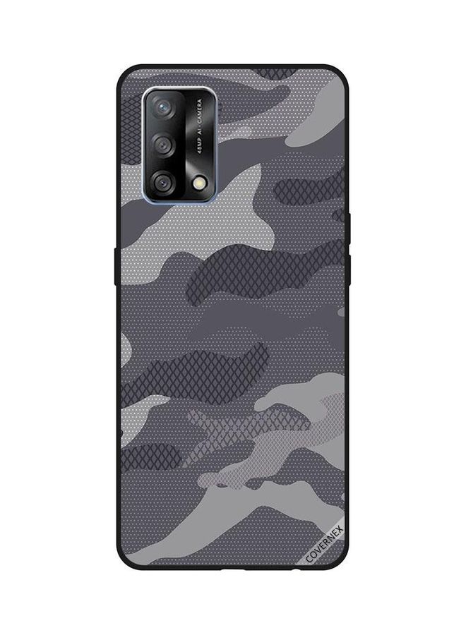 Covernex Oppo A74/F19 4G Protective Case Cover Printed Featuring Grey Camouflage Pattern DESIGN_0128 - Image 1