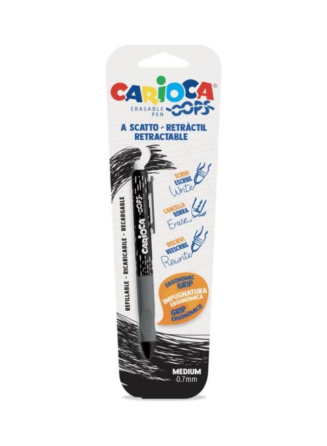 carioca 1-Piece Oops Retractable Erasable Pen Black  - Image 1