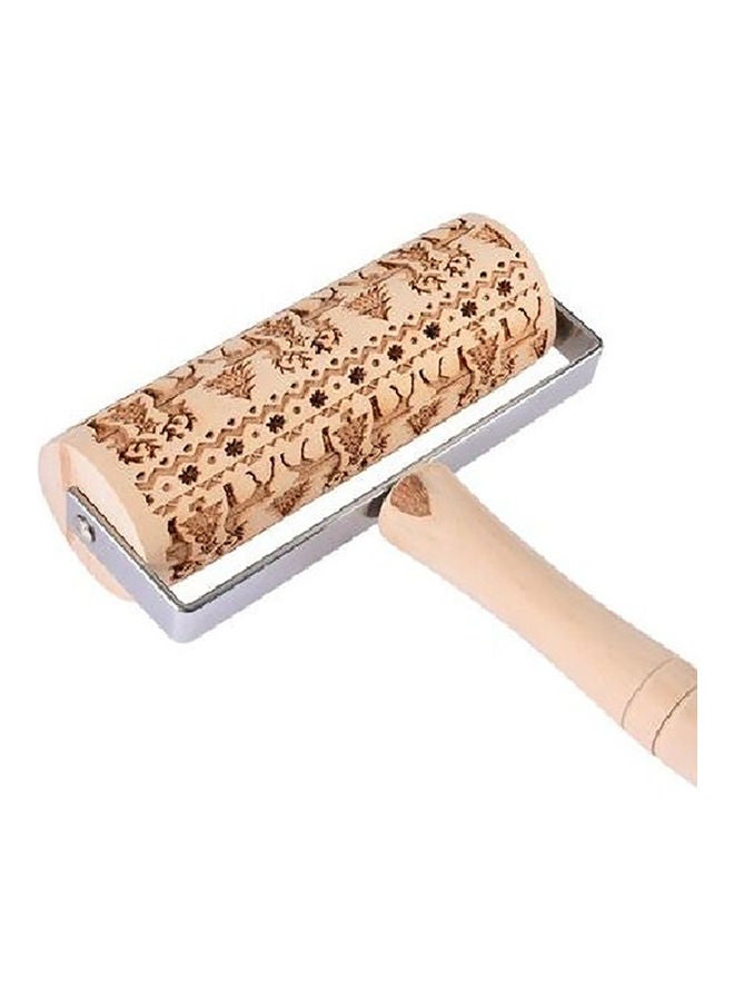 Embossed Rolling Pin Beige 18cm