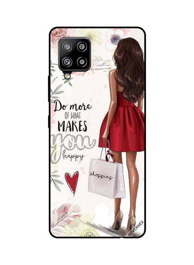 كوفرنيكس غطاء حماية واقٍ بطبعة عبارة "Shopping Makes Me Happy" لهاتف سامسونج جالاكسي M42 5G متعدد الألوان