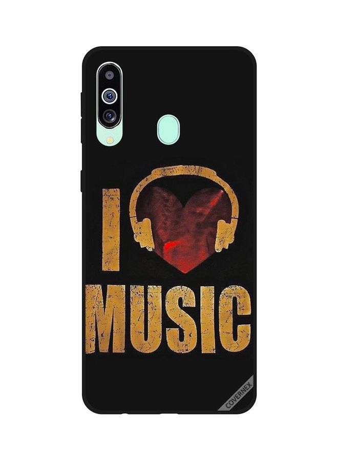 كوفرنيكس غطاء حماية بطبعة كلاسيكية مع عبارة "I Love Music" لهاتف سامسونج جالاكسي M40/A60 متعدد الألوان  - Image 1