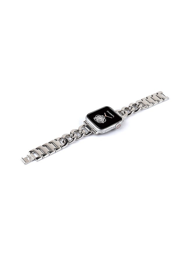 MOCOM Replacement Chain Band For Apple iWatch Series 7/6/SE/5/4/3/2/1 38/40/41mm Silver - Image 1