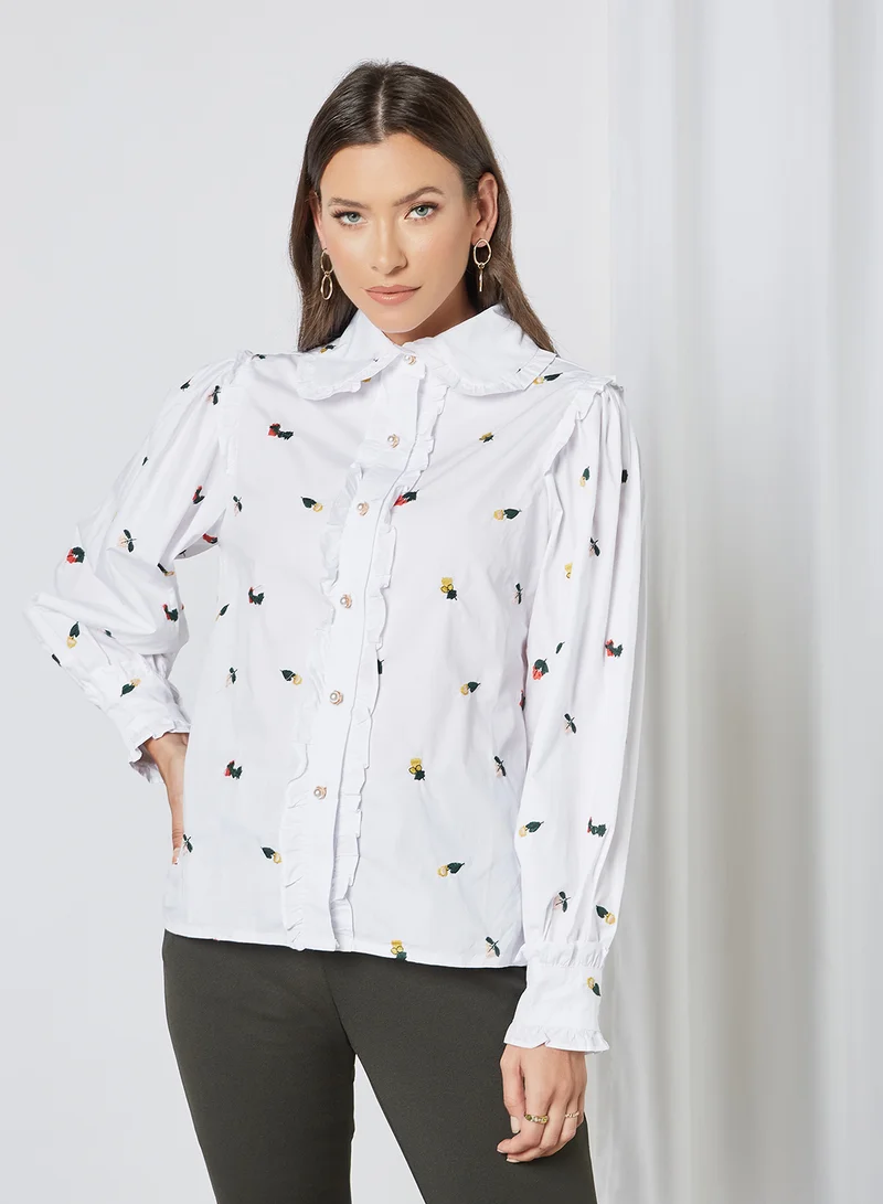 sister jane Posy Embroidered Ruffle Shirt