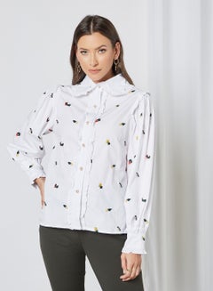 sister jane Posy Embroidered Ruffle Shirt White  - Image 1