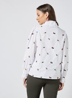 sister jane Posy Embroidered Ruffle Shirt White  - Image 3