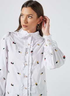 sister jane Posy Embroidered Ruffle Shirt White  - Image 4